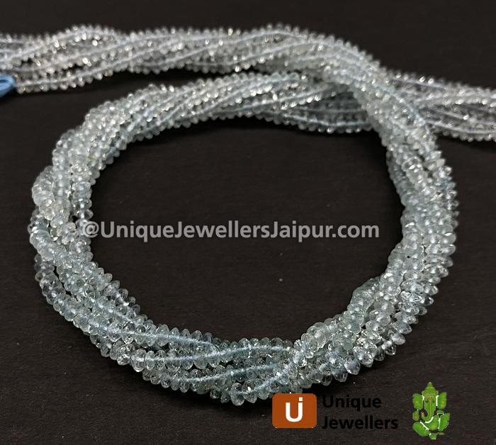 Aquamarine Shaded Faceted Roundelle Beads