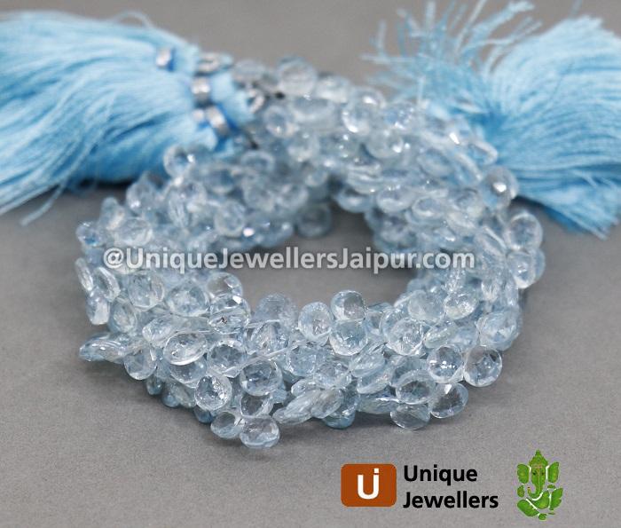 Aquamarine Faceted Heart Beads