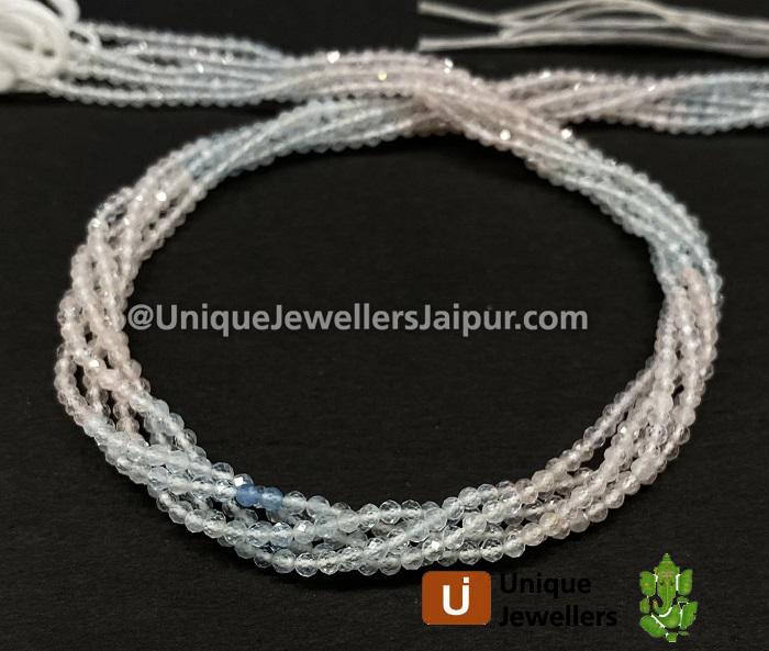 Multi Aquamarine Micro Cut Roundelle Beads