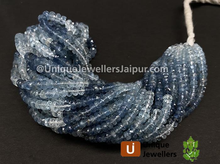 Multi Aquamarine Far Faceted Roundelle Beads