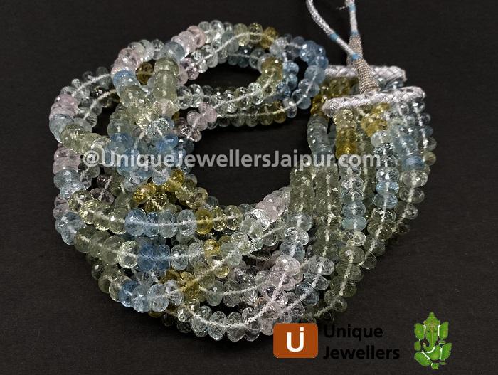 Multi Aquamarine Far Micro Cut Roundelle Beads