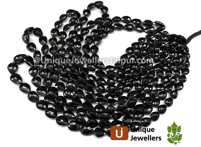 Black Tourmaline Faceted Pear Beads