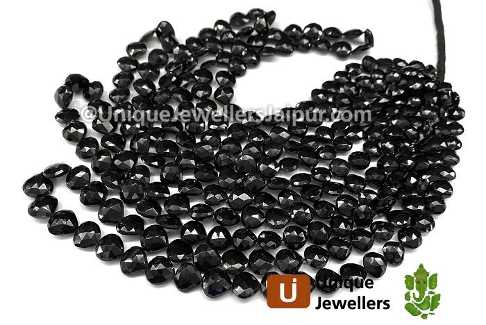 Black Tourmaline Faceted Heart Beads