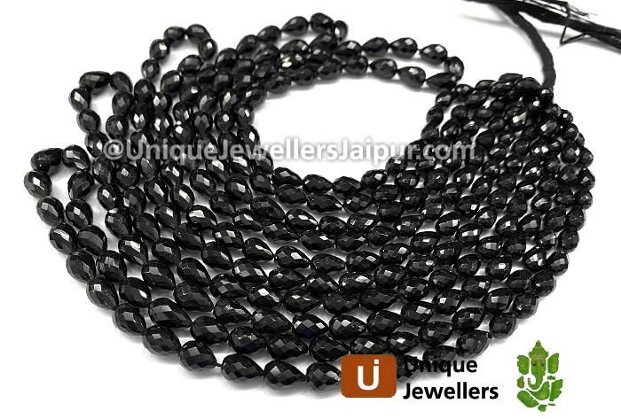 Black Tourmaline Faceted Drops Beads