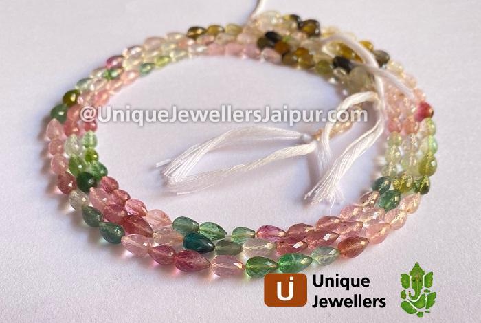 Afghani Tourmaline Faceted Drop Beads