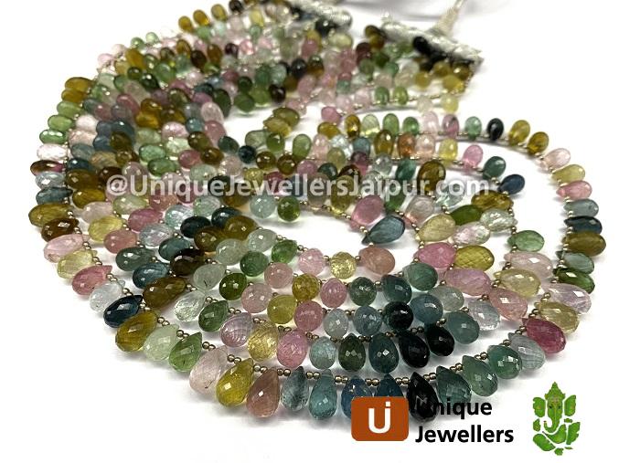 Afghani Tourmaline Faceted Drop Beads