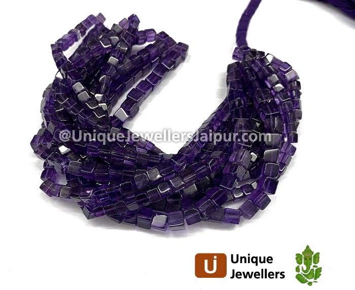 African Amethyst Plain Cube Beads