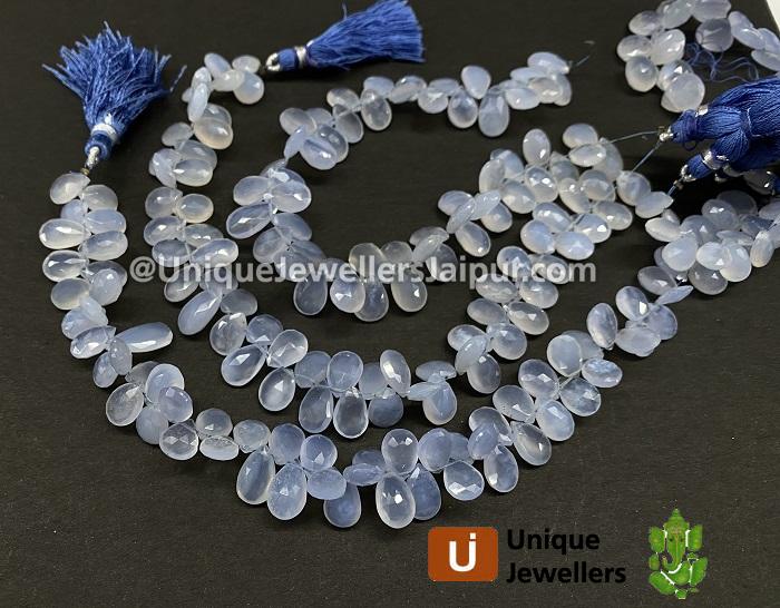 Chalcedony Faceted Pear Beads