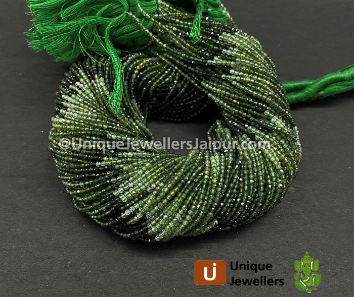 Green Tourmaline Shaded Micro Cut Round Beads