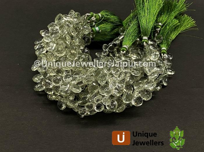 Green Amethyst Faceted Coin Beads