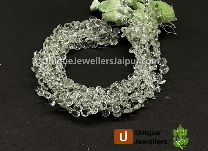 Green Amethyst Faceted Heart Beads