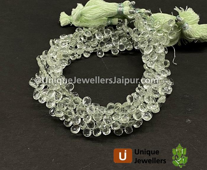 Green Amethyst Faceted Pear Beads