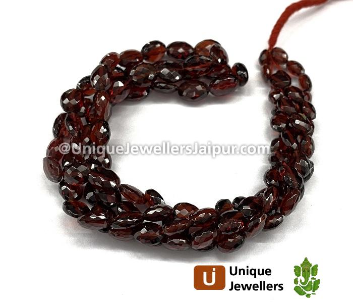 Garnet Micro Cut Faceted Oval Beads