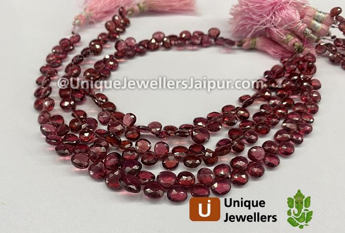 Rhodolite Garnet Faceted Heart Beads