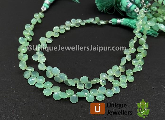 Chrysoprase Faceted Heart Beads