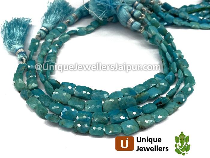 Natural Greenish Blue Turquoise Faceted Chicklet Beads