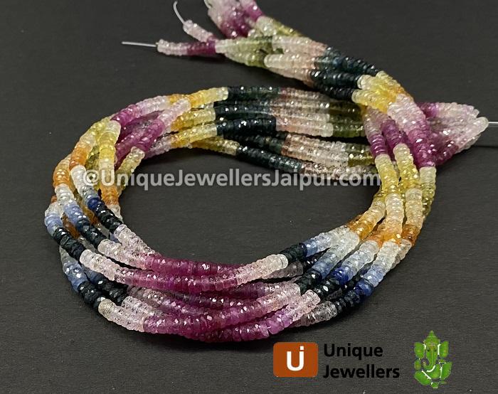 Multi Sapphire Far Faceted Tyre Beads