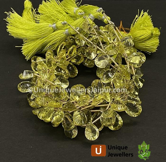 Lemon Quartz Concave Pear Beads