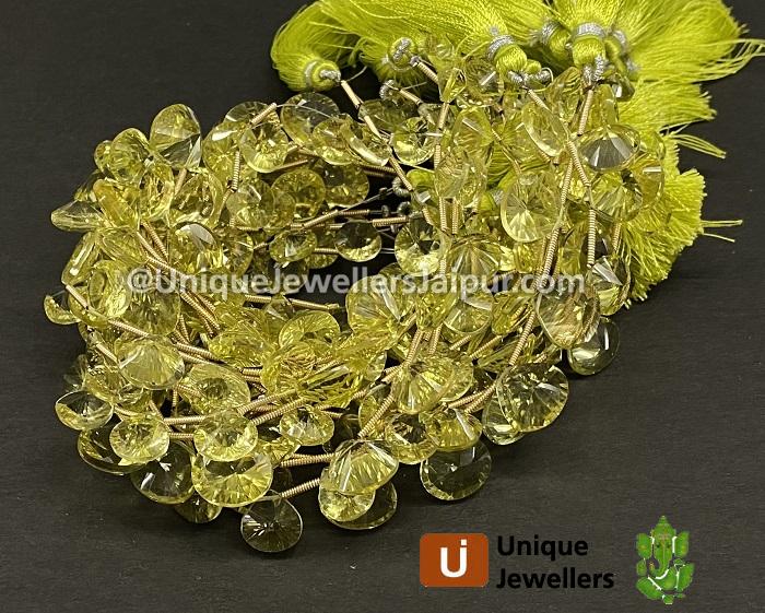 Lemon Quartz Concave Heart Beads