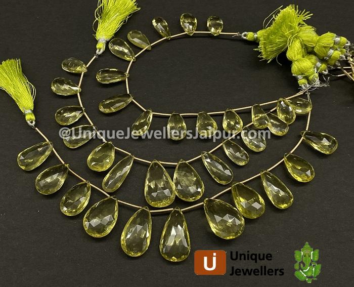 Lemon Quartz Faceted Elongated Pear Beads