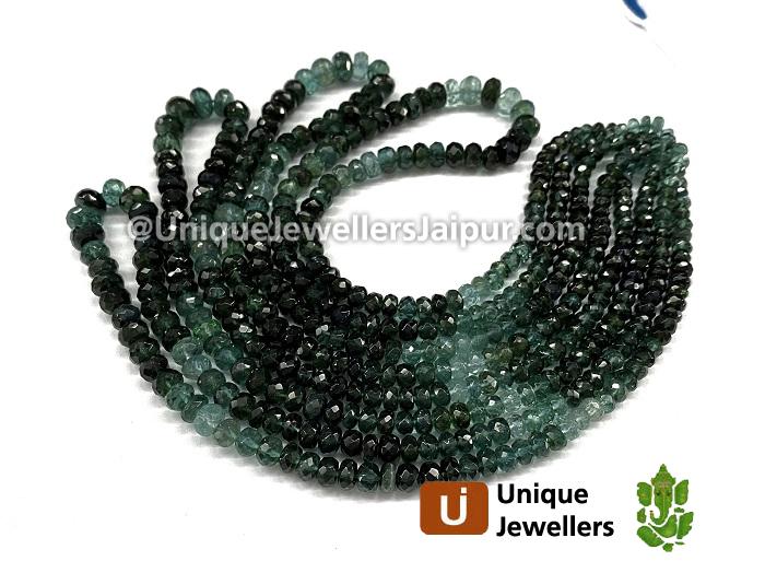 Teal Green Tourmaline Shaded Faceted Roundelle Beads