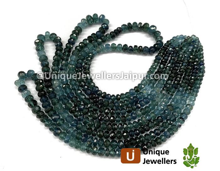 Blue Tourmaline Shaded Faceted Roundelle Beads