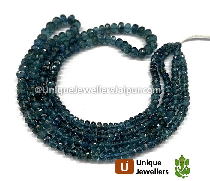 Indicolite Blue Tourmaline Faceted Roundelle Beads