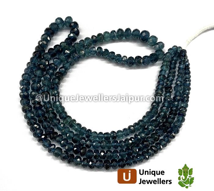 Indicolite Blue Tourmaline Faceted Roundelle Beads