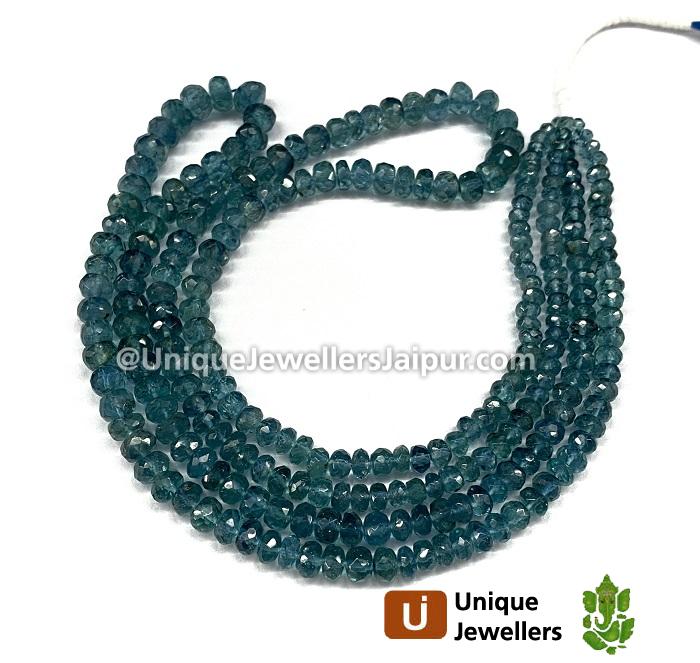 Indicolite Blue Tourmaline Faceted Roundelle Beads