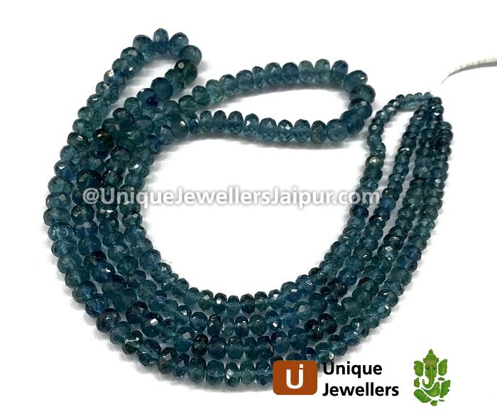 Indicolite Blue Tourmaline Faceted Roundelle Beads