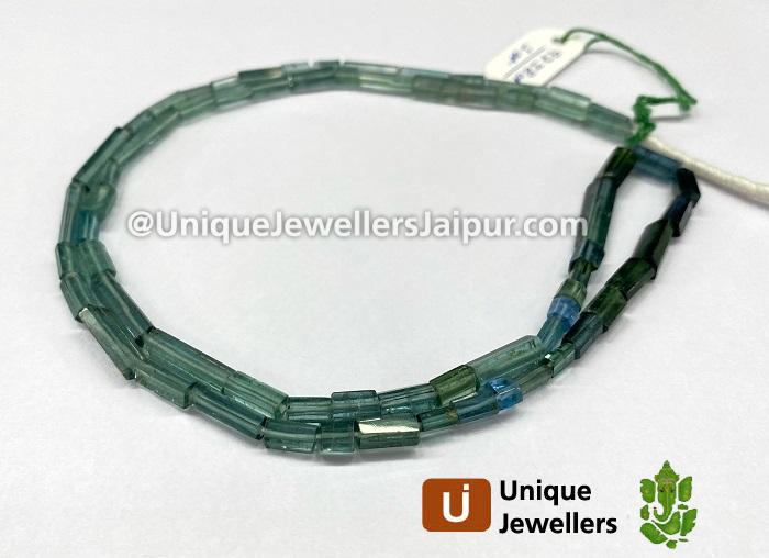 Blue Tourmaline Shaded Step Cut Pipe Beads