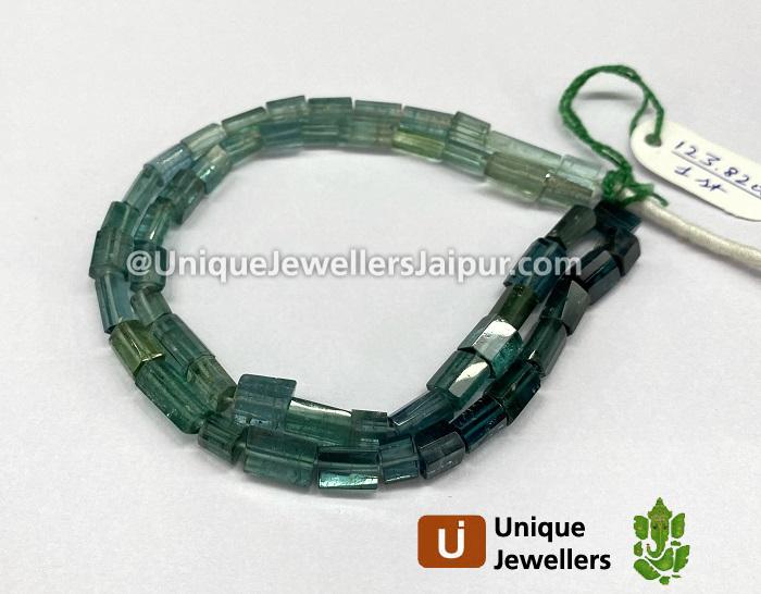 Blue Tourmaline Shaded Step Cut Pipe Beads