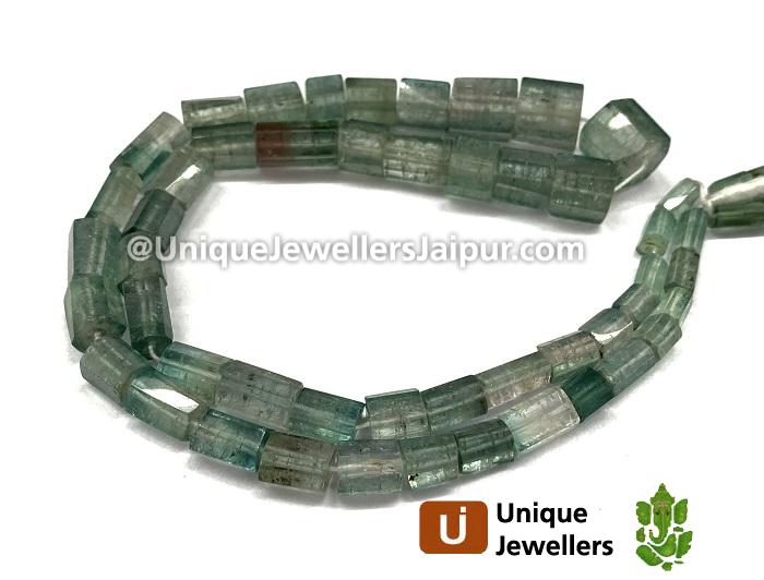 Blue Watermelon Tourmaline Step Cut Cylinder Beads