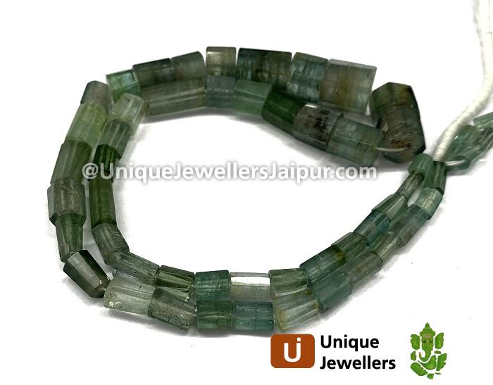 Greenish Blue Watermelon Tourmaline Step Cut Cylinder Beads