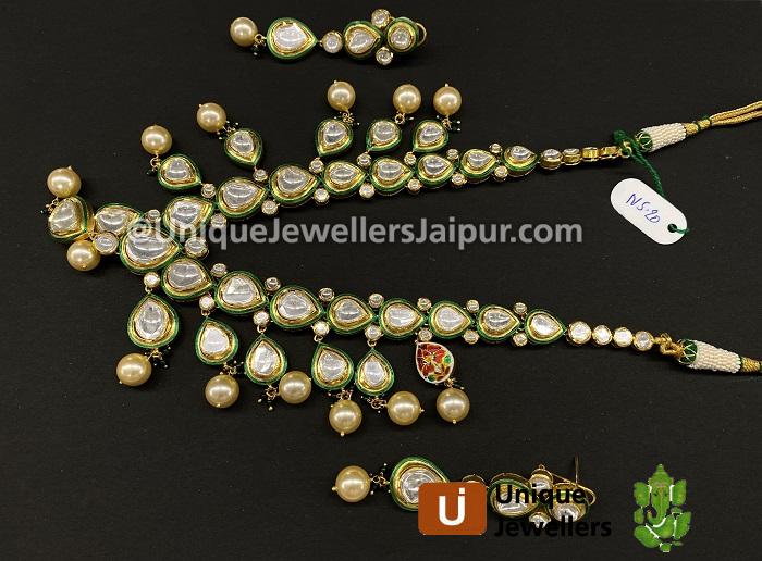 18K Kunda Meena Jewellery Setted With Diamond & Colour Stones