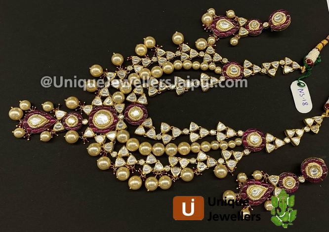 18K Kunda Meena Jewellery Setted With Diamond & Colour Stones