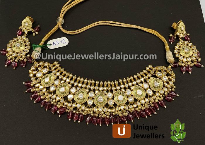 18K Kunda Meena Jewellery Setted With Diamond & Colour Stones