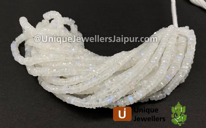 Rainbow Moonstone Far Faceted Tyre Beads