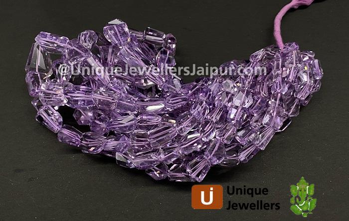 Pink Amethyst Faceted Nugget Beads