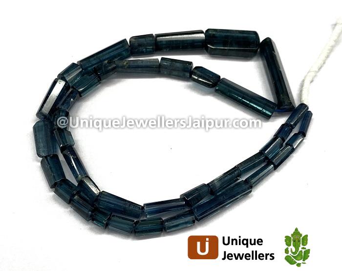 Indicolite Blue Tourmaline Step Cut Pipe Beads