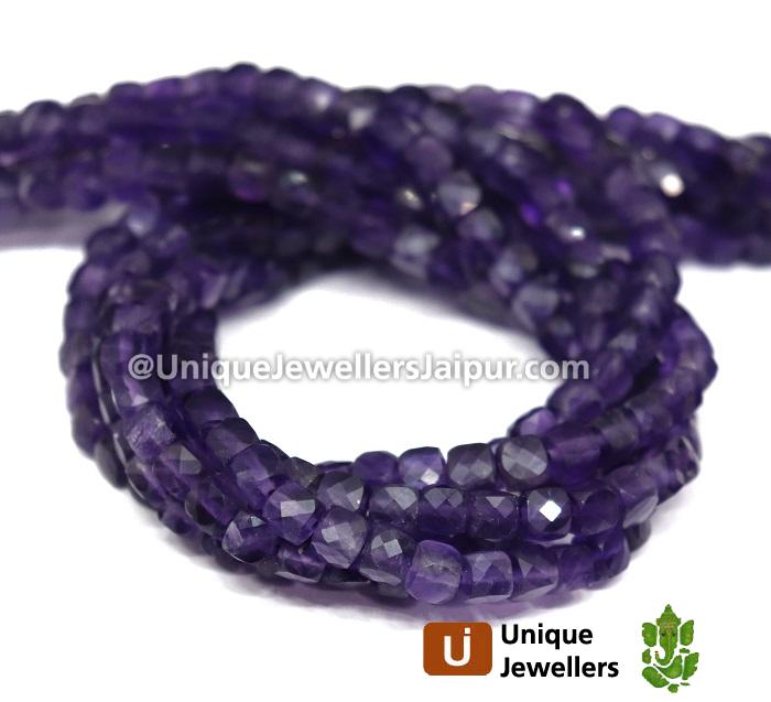 African Amethyst Micro Cut Cube Beads