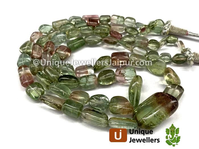 Bi Colour Tourmaline Far Smooth Nugget Beads