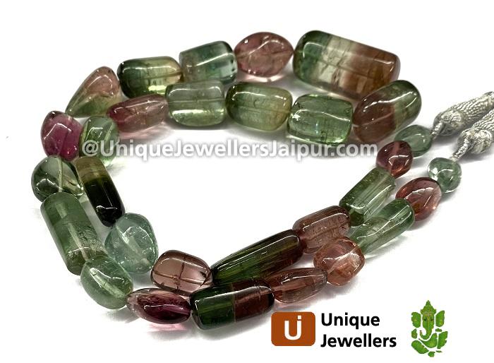 Bi Colour Tourmaline Far Smooth Nugget Beads