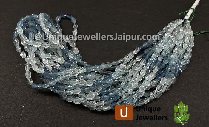 Santa Maria Aquamarine Shaded Faceted Oval Beads