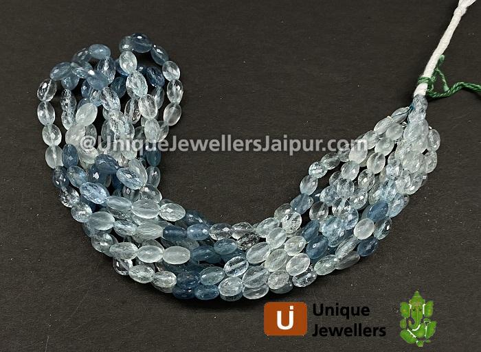 Santa Maria Aquamarine Shaded Faceted Oval Beads