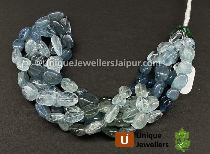 Santa Maria Aquamarine Shaded Far Smooth Nugget Beads