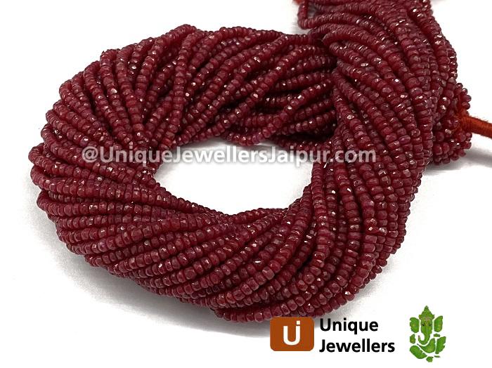 Ruby Faceted Roundelle Beads