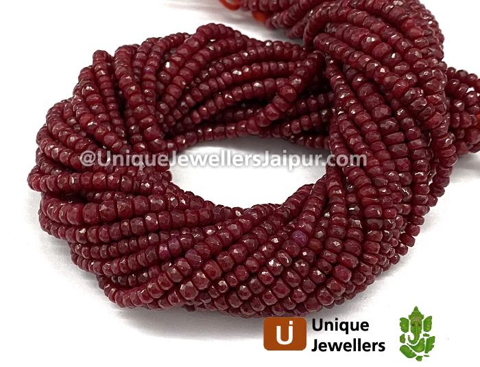 Ruby Faceted Roundelle Beads