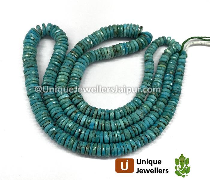 Natural Turquoise Faceted Tyre Beads