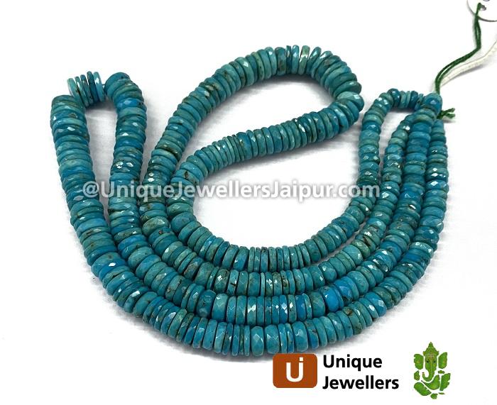 Natural Turquoise Faceted Tyre Beads